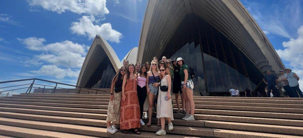 A group of students in front of the Sydney Opera House