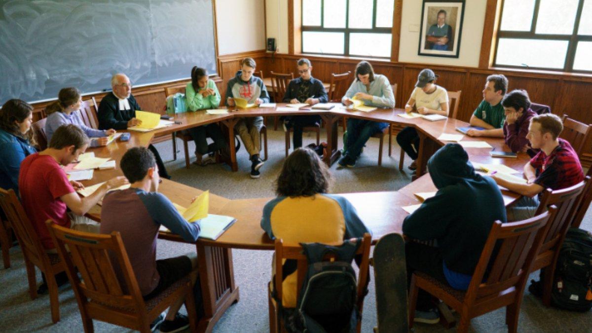 Classroom discussion on a round table